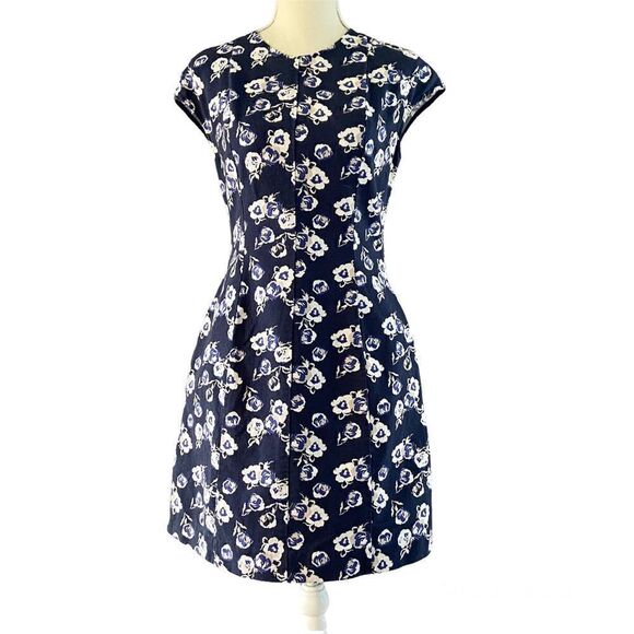 GAP Dresses & Skirts - GAP Floral Navy Linen Cotton Cap Sleeve Mini Dress 2